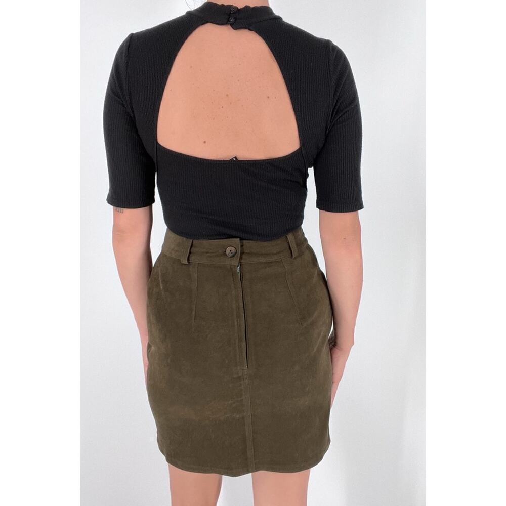 Vintage French Laundry Olive Green Soft High Rise Skirt Size Small - Picture 2 of 3
